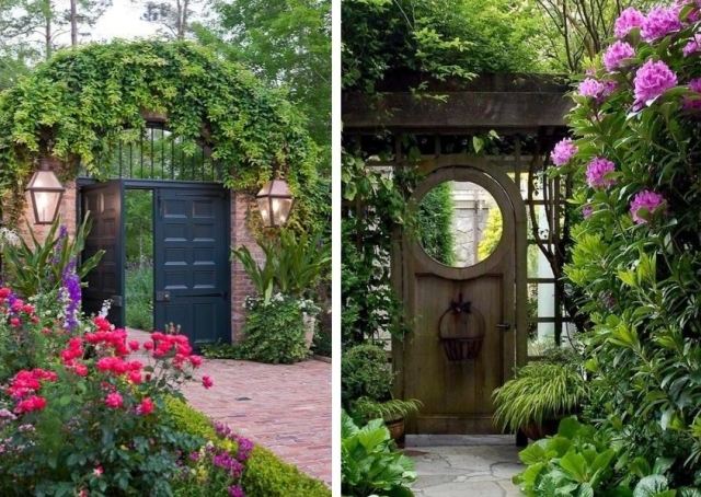 Gartentür überdacht Ideen Design Holz-oder-Metall
