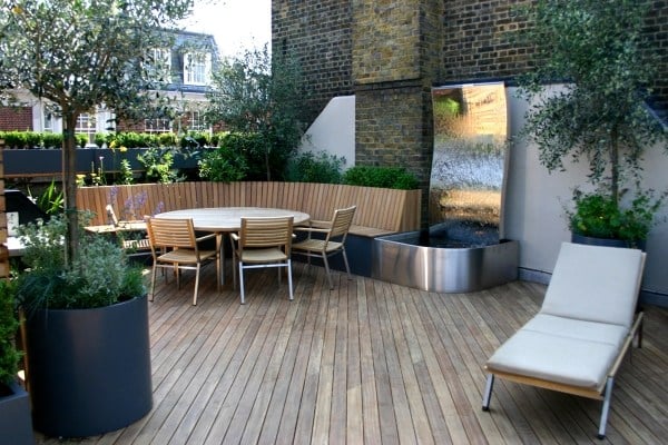 Ideen für Terrassengestaltung runde formen möbel liegestuhl