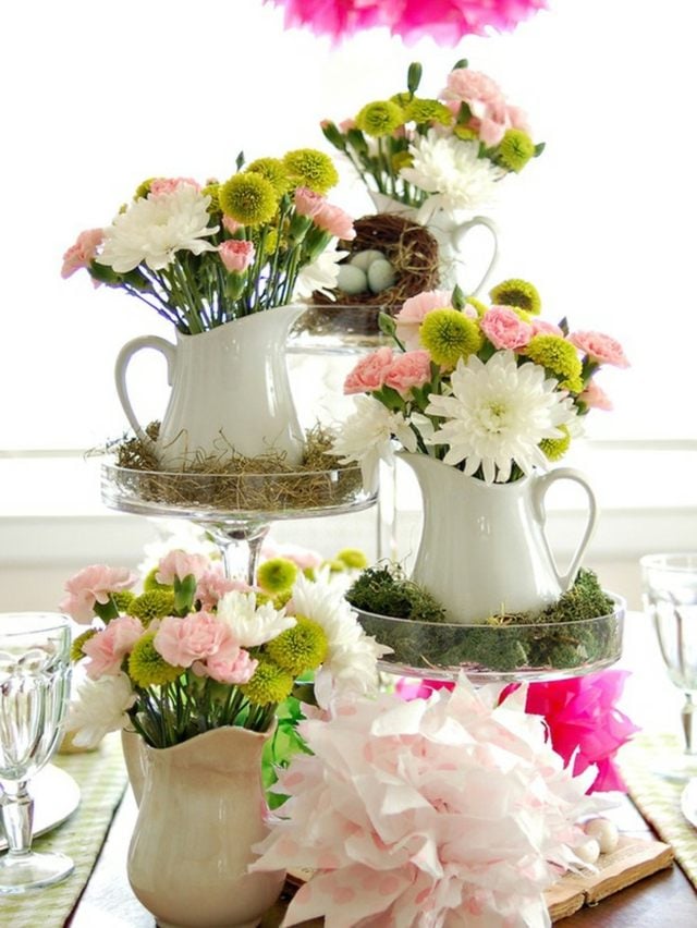 frische Blumen Vase Porzellan originelle Deko Tisch
