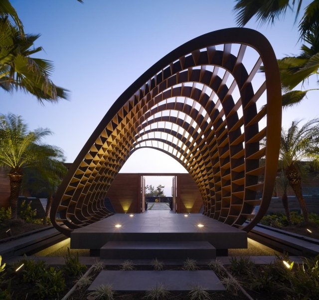 Kona residenz hauseingang skulptur holz-struktur design