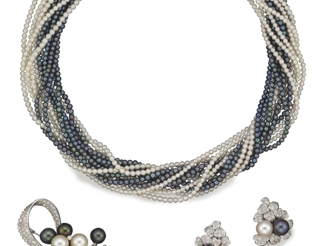 Luxus Schmuck Set christies Perlenkette-Zuchtperle mit diamanten besetzt
