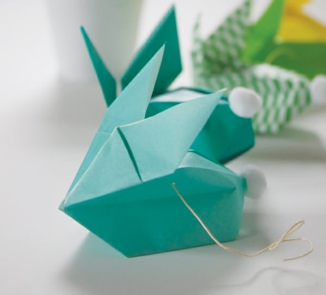 Origami selber falten-Ideen-grün Verpackungspapier