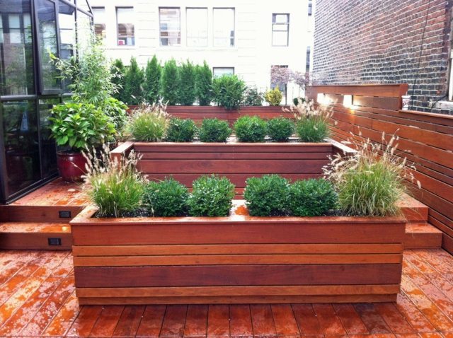 immergrün Holz Boden Belag Ideen Balkon