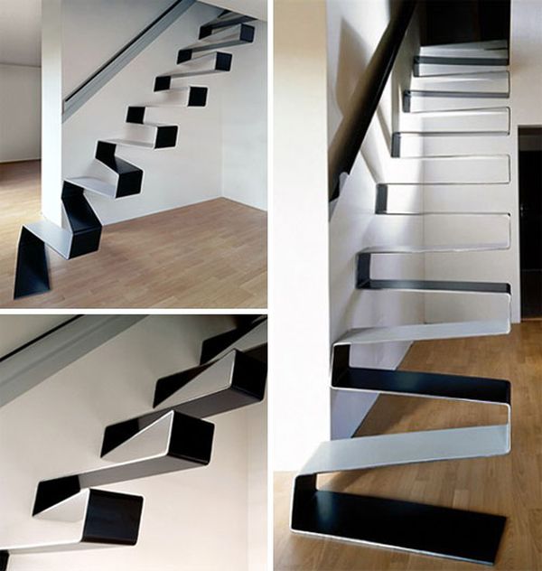 Schwarz-weiße-minimalistische innentreppe kragarm treppen-wie Band 