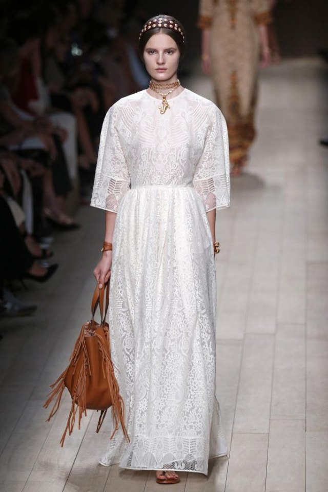 Valentino weißes Kleid Retro-chic Modell-Halskette mit anhänger tier