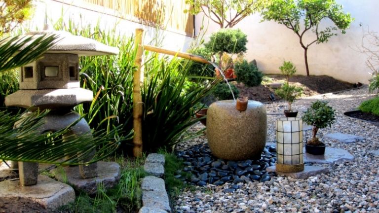 Wasserspiele-Garten-Feng-Shui-Stil-Bambus-Brunnen