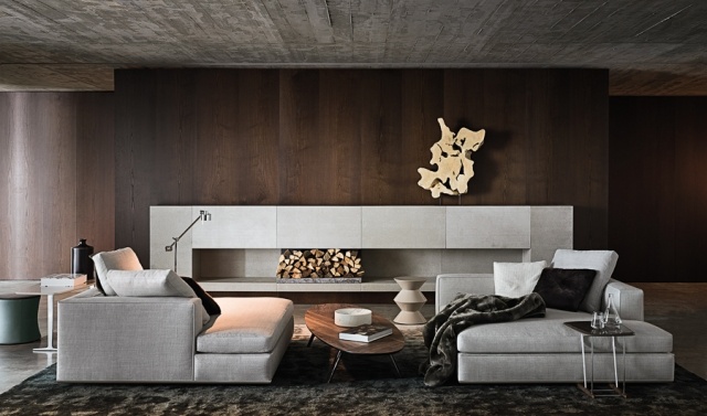 wand braun streichen design-ideen ultra-modern Teppichboden-Sofa Set Lounge