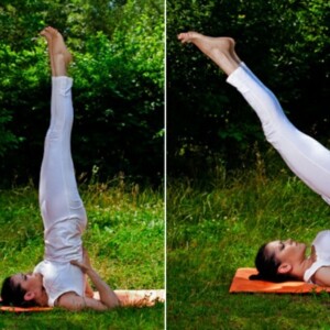 Yoga Asanas Kopfstutze gezeigt zwei einfache Schritte erklart
