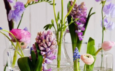 frühlingsblumen Deko im Winter glas vasen