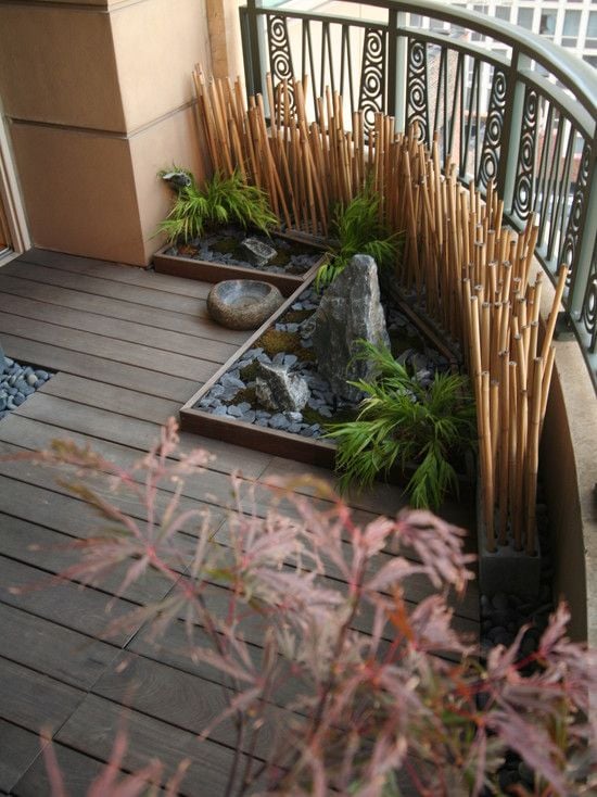 bambusstangen deko sichtschutz balkon zen gefühl