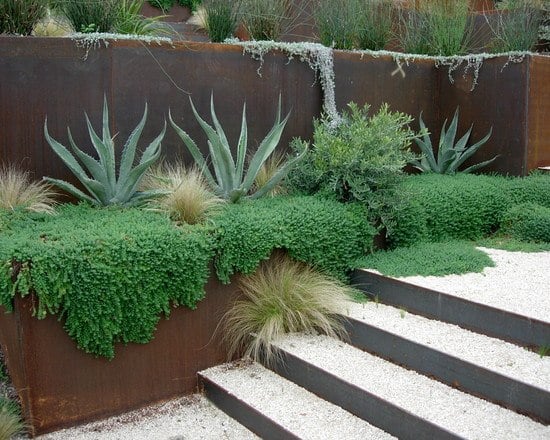 mauersystem-moderne Gartengestaltung materialien elemente