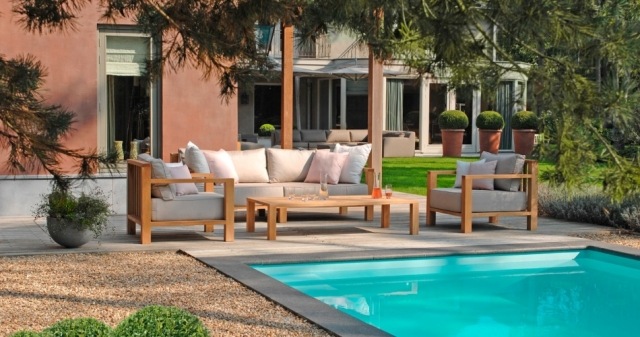 gartenmöbel teakholz terrasse pool lounge