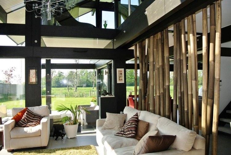 Ideen für Bambusstangen Deko-raumteiler-wohnzimmer