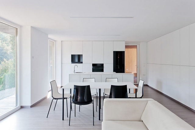 küche design wohnung-weiß puristisch modern schwarz-weiß