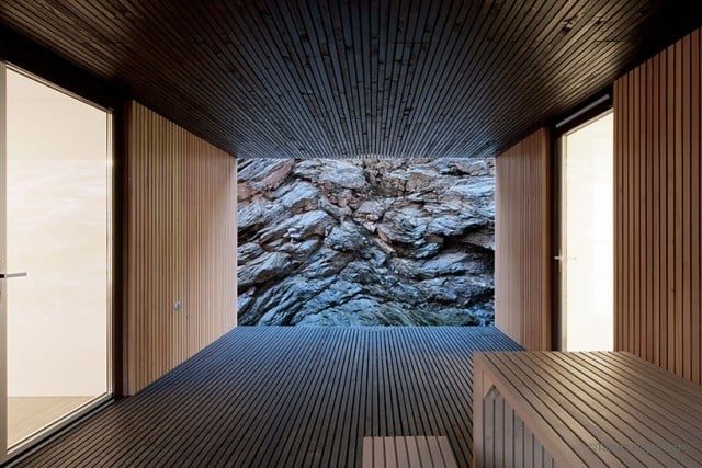 minimalistisches Haus Deck holz innen-wandverkleidung sitzbank integriert