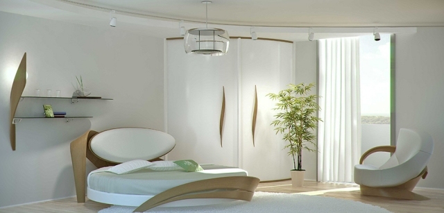 moderne design möbel holz schlafzimmer bett sessel kleiderschrank weiß
