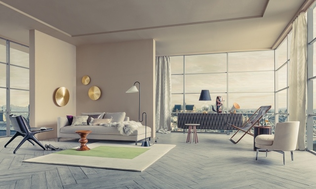 moderne stadtwohnung-schlafzimmer bett elegante möbel-geräumig-hell 