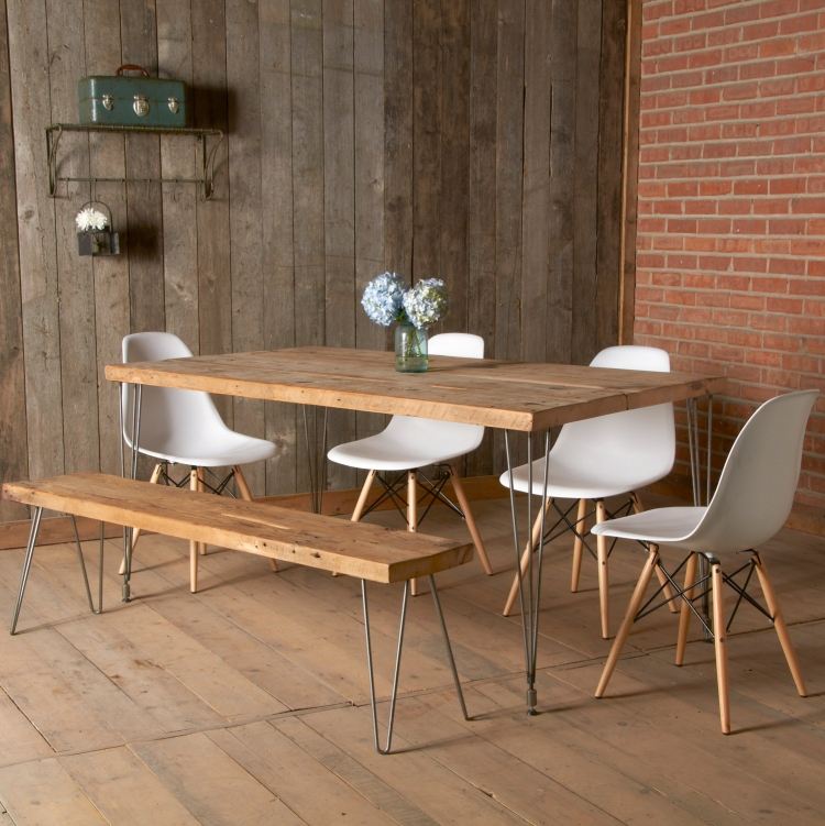 Moderner Esstisch aus Holz - Naturbelassene Tischplatte ...