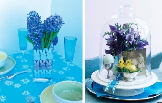 ostern themendekoration tafel-tischdecke blau hyazinthe