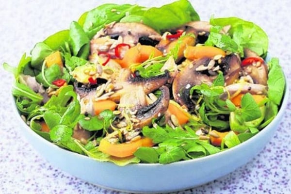 pilze essen-grünsalat frühlingsrezepte ohne kalorien
