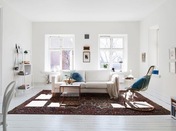 puristisches appartement-wohndesign möbel sofa weiß shabby-chic-touch