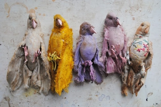 recycelideen spielzeuge-selber nähen-vögel bunte feder