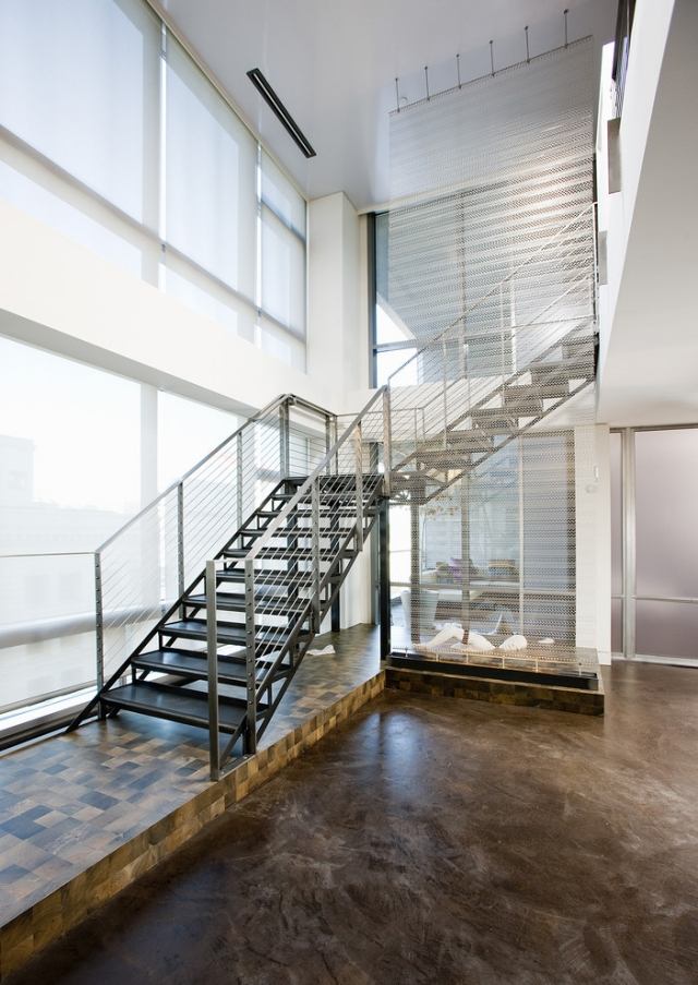 stahltreppe für innen und außen industriell-design ideen treppenhaus