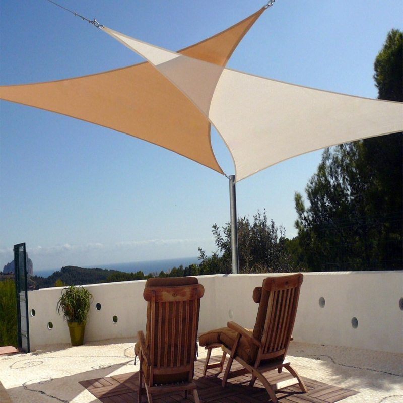 terrasse und garten gestalten sonnensegel idee schatten chaiselonge