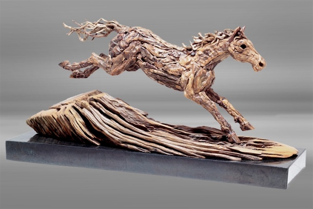 treibholz skulptur pferd rennend moderne-kunst  james doran webb