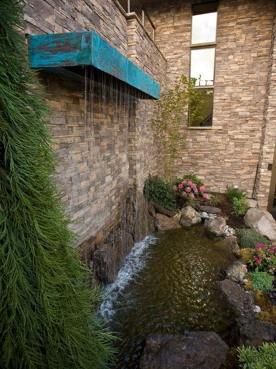vertikale Wasserspiele Garten-Koi Teich Wasserfall Edelstahl Montage Wand Haus