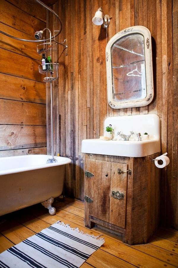 vintage rustik-Badezimmer Einrichtung-Stile Wandspiegel Schränke Holz