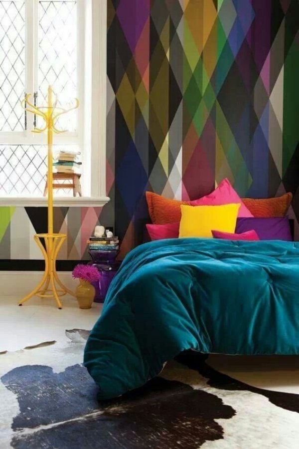 gestaltung mit farbe-muster geometrisch-schlafzimmer kissen deko
