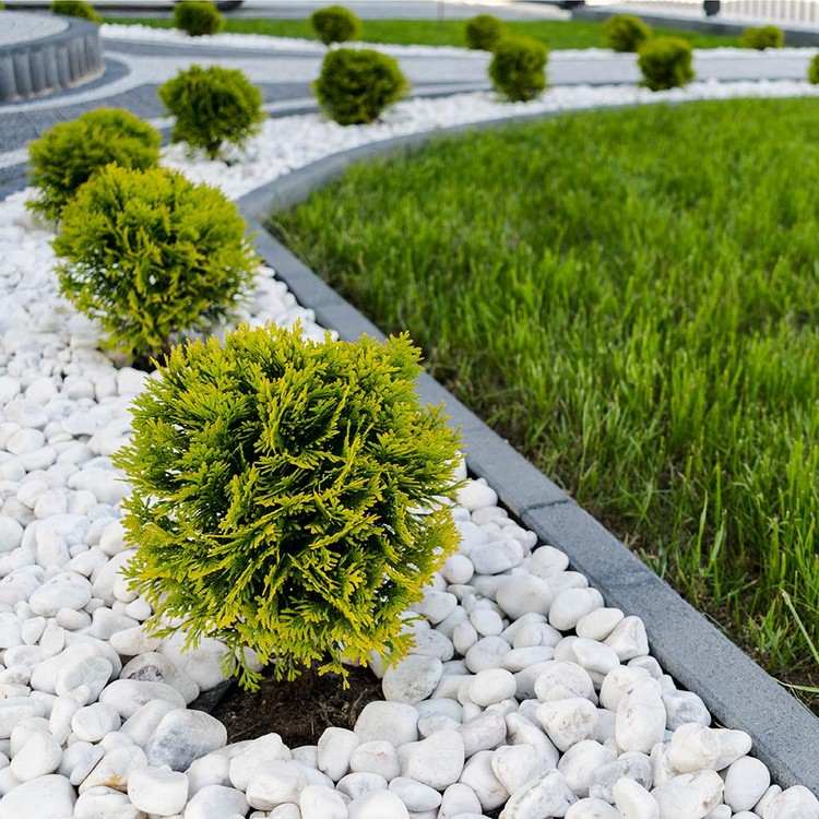 weiße Steine für Garten als Rasenrand Ideen für moderne Gartengestaltung