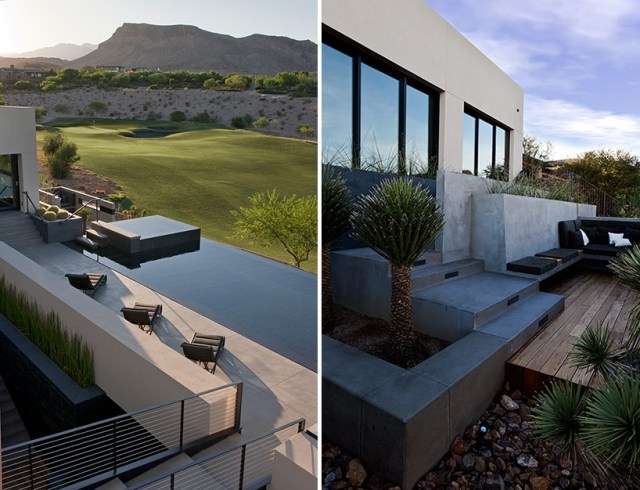 modernes einfamilienhaus mit Pool-natur Blick-auf die berge Red Rocks