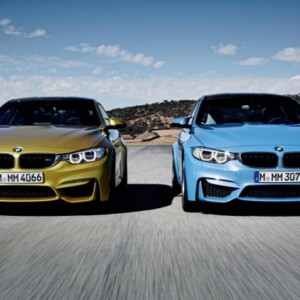 BMW-M4-und-M3-2014-sportwagen-blau-gelb-leistung-dynamik-vorn