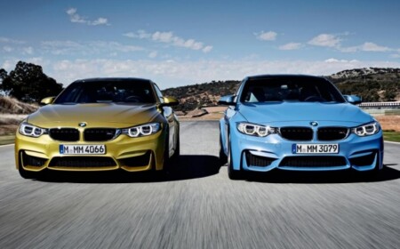 BMW-M4-und-M3-2014-sportwagen-blau-gelb-leistung-dynamik-vorn