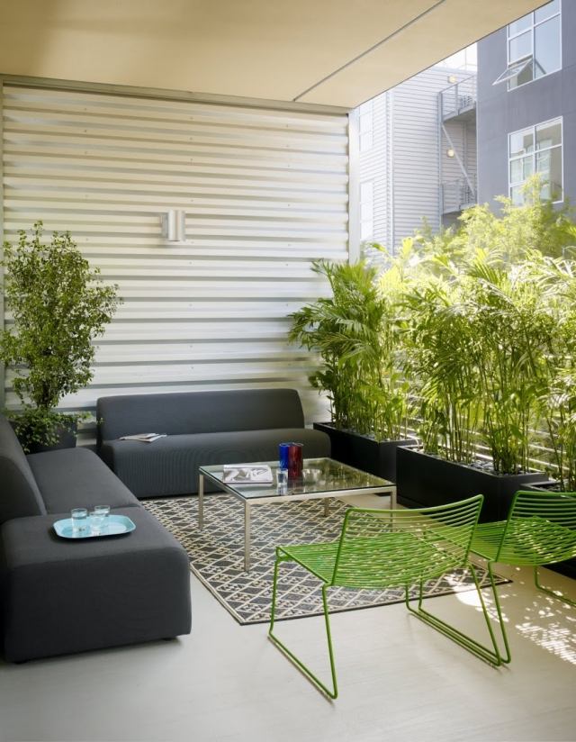 Terrasse Gestaltung pflanzen schlicht design ideen modern