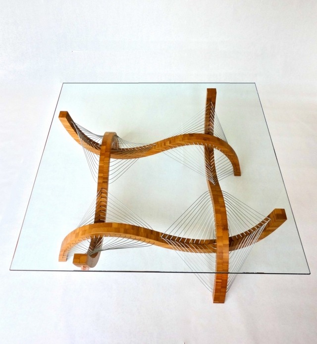 Contour Couchtisch aus Holz unkonventionelle Beine Form-modern glasplatte