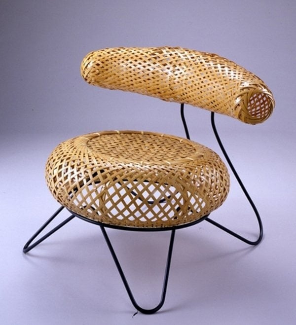 Stuhl Metallbeine-Rückenlehne aus bambus