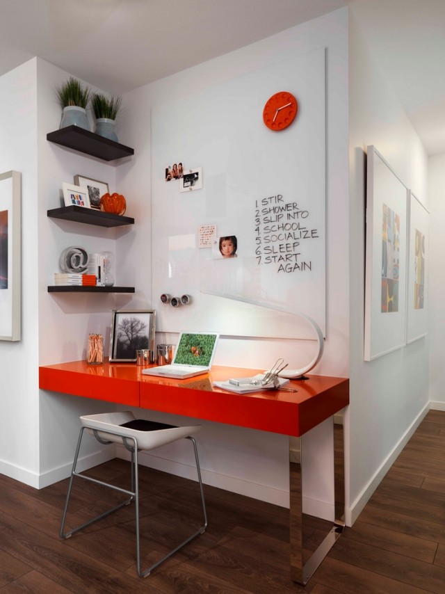 Einrichtung Kindermöbel mitwachsend Jugendzimmer schreibtisch-orange Oberfläche 