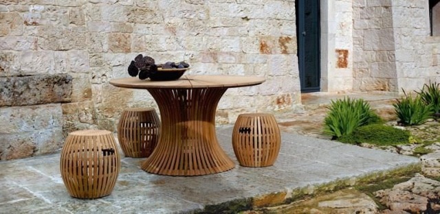 Gartentisch rund Holz-swing tischplatte aus glas hocker