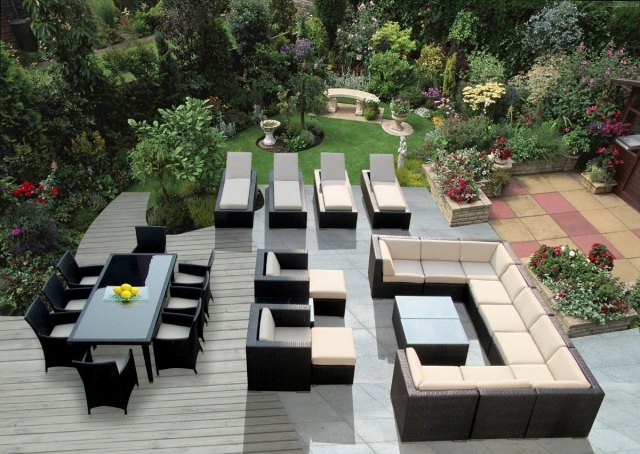 Gestaltung Ideen-Outdoor Bereich-Sofa-Set-Esstisch stühle 