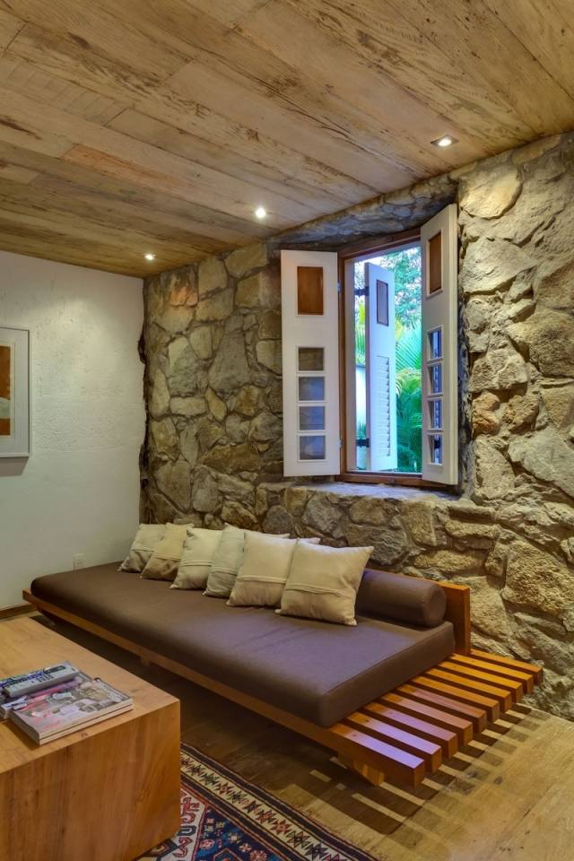 Holz-Decke Steinmauer rustikale optik Sitzecke tisch-Casa Fazenda