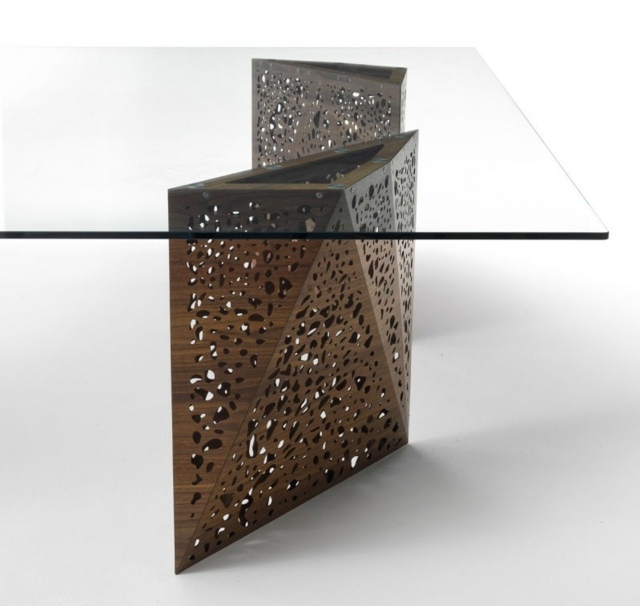 attraktive Holz Schnitzerei Glasplatte minimalistische Designer Möbel