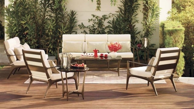 Möbel Polsterung Steinplatten Bodenbelag Holztisch elegant stilvoll