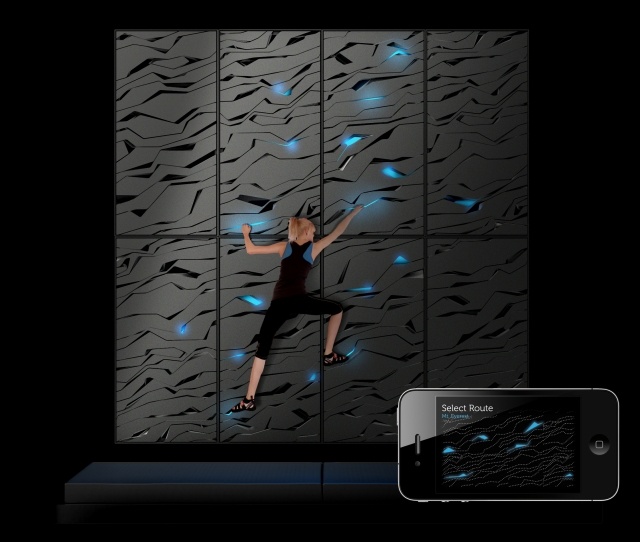 Kletterwand Beleuchtungskonzept Kletterrouten smartphone applikation