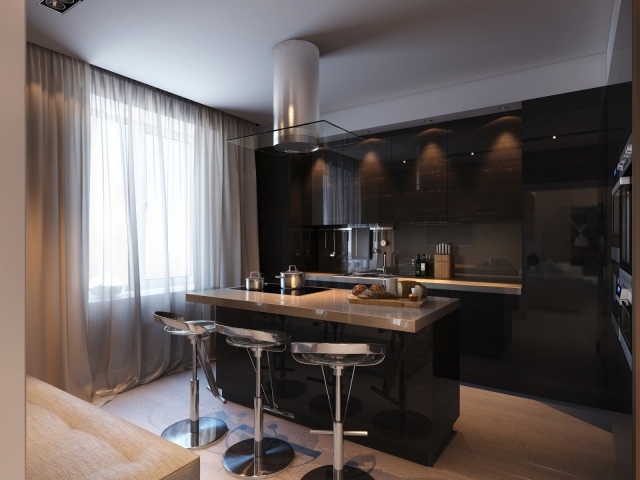 modernes Küchen Design-Kochinsel Metall-barhocker 3d visualisierung