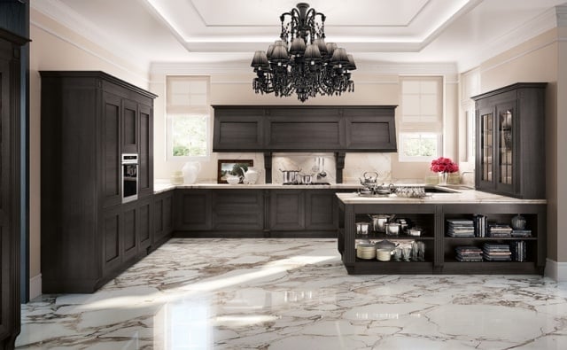 Küche klassisch-design Holz-Optik marmorboden kronleuchter-melograno classic