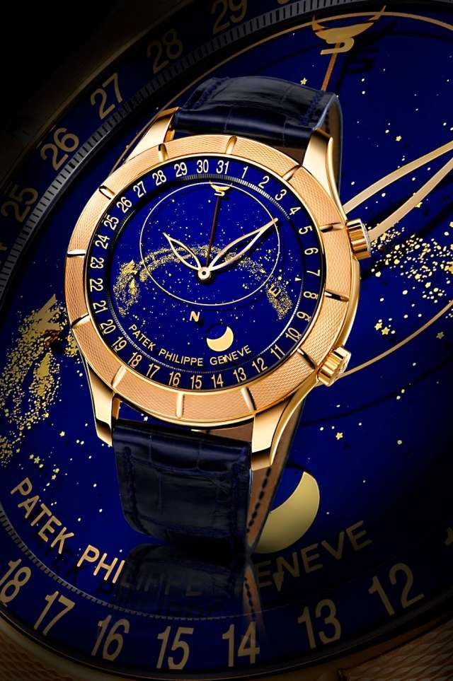 Luxus Uhren Patek Philippe-Rosa Gold blaues zifferblatt