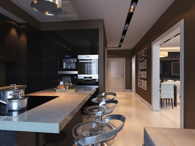 Marmor küchenarbeitstheke metall Barstühle 3d-küchenkonzepte